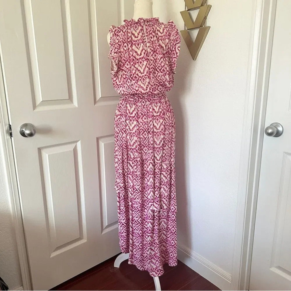 Who What Wear Pink Printed Midi Length Sleeveless Mock Neck Dress - Picture 12 of 16